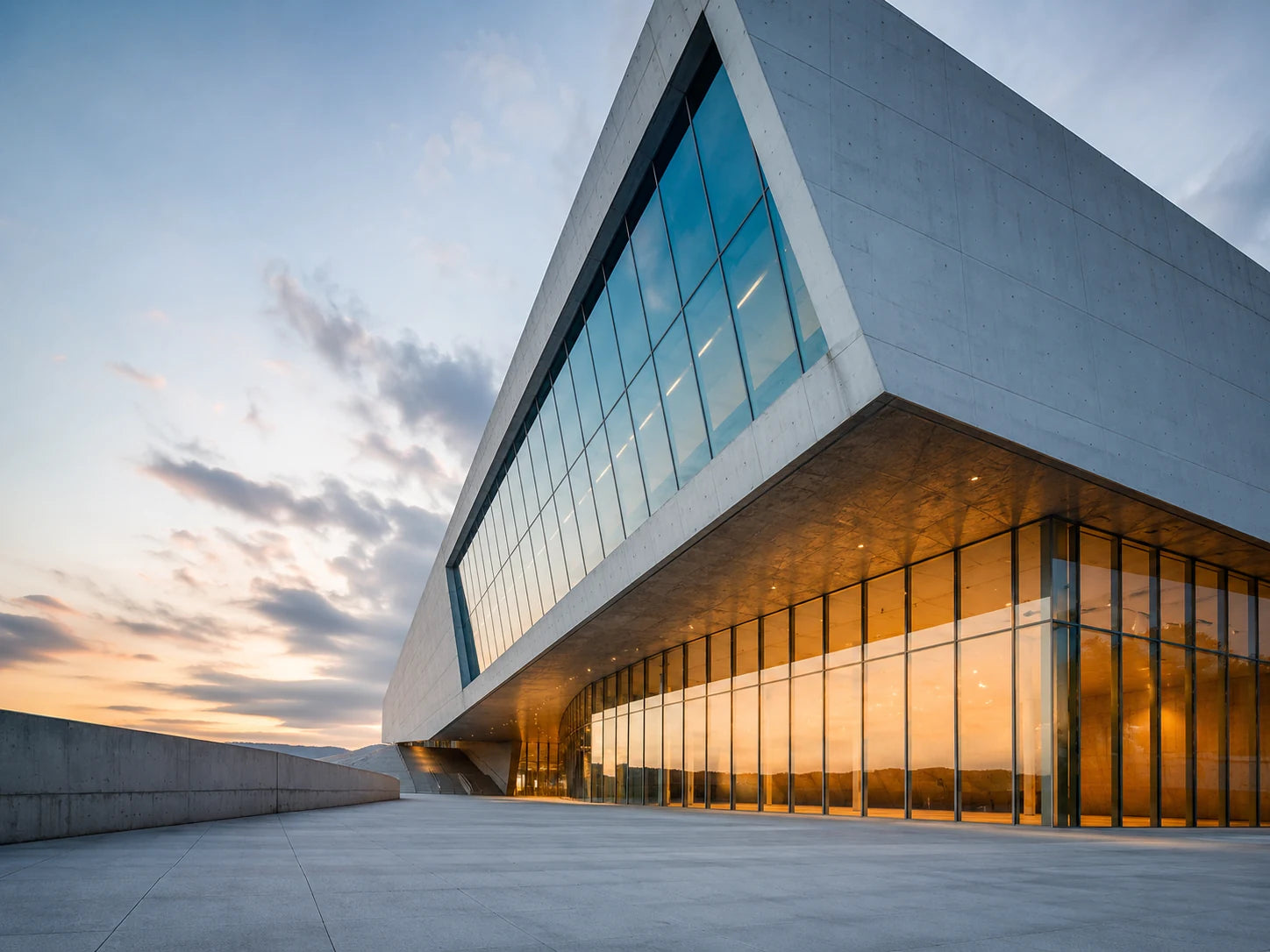 Modern architecture photographed from a dramatic perspective