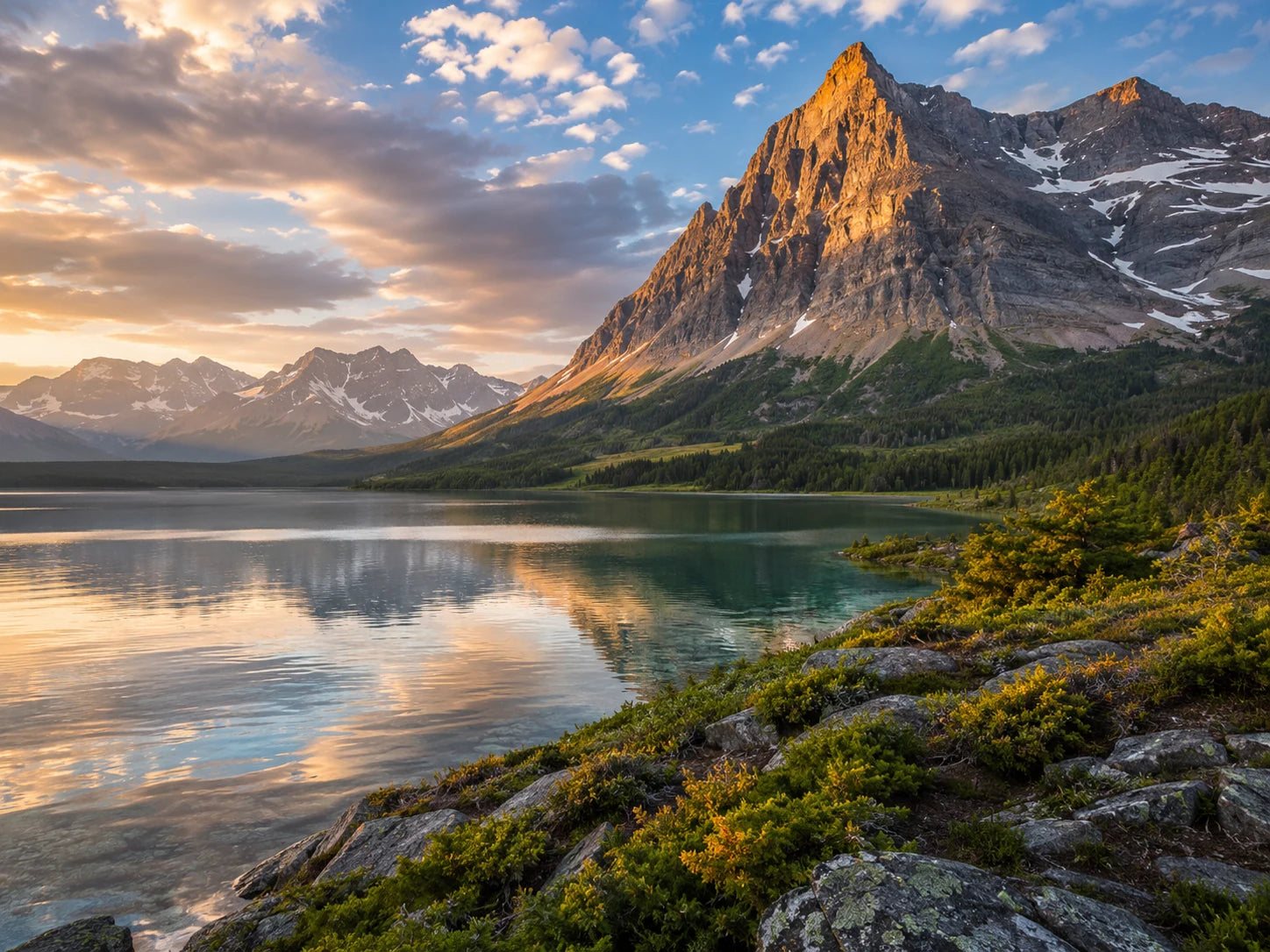 Mountain landscape with refined light and tonal depth